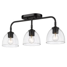 Golden 6958-3SF BLK-BLK-CLR - Golden Lighting Roxie 3-light Semi-Flush Mount in Matte Black